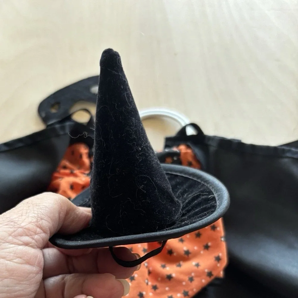 Vtg Muffy Vanderbear Halloween Witch Costume Orange Dress Cape Hat JOL Mask